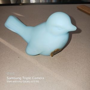 VINTAGE Fenton Satin Blue Glass Bird